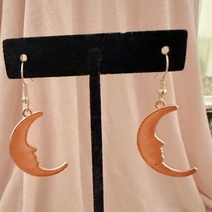 Orange Resin Moon Earrings